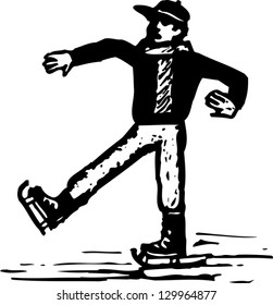 Vector illustration of ice skating