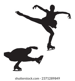 Vector Illustration of Ice Skating Art Silhouette