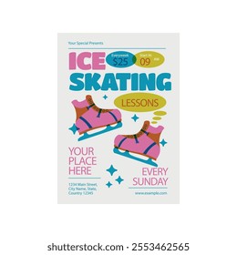 Vector illustration of ice skating flyer poster template design