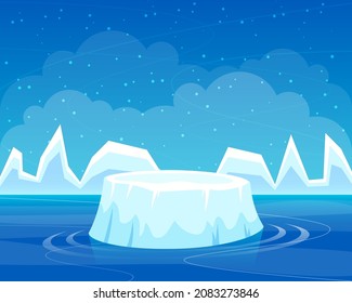 Vector illustration of an iceberg. Arctic landscape. Winter background.