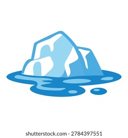 Vector illustration of iceberg floating in blue ocean with ripples and reflections. Perfect for environment, nature, and global design themes.