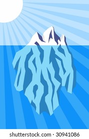 Vector illustration of iceberg floating in water