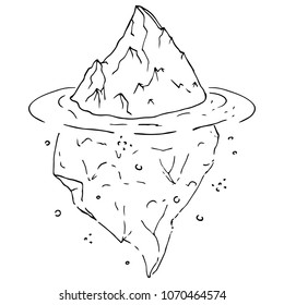 Vector illustration of an iceberg. Glacier. Melting iceberg. Concept of global warming.