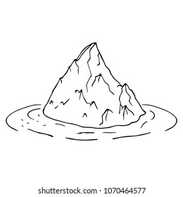 Vector illustration of an iceberg. Glacier. Melting iceberg. Concept of global warming. Hand drawn.