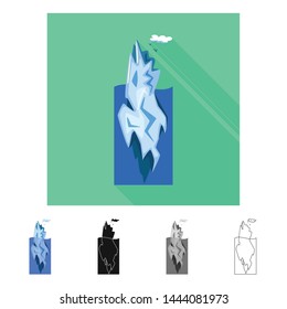 Vector illustration of iceberg and ice symbol. Set of iceberg and sea stock symbol for web.