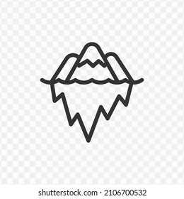 Vector illustration of iceberg icon in dark color and transparent background(png).
