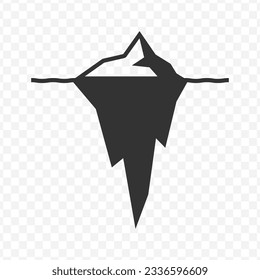 Vector illustration of iceberg icon in dark color and transparent background(PNG).
