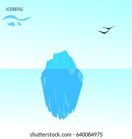 Vector illustration of Iceberg. Iceberg in ocean