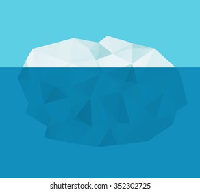 Vector illustration of iceberg in the ocean. Only small part of it under the water. Flat design