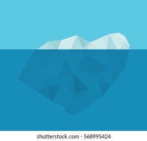 Vector illustration of iceberg in the ocean. Only small part of it under the water. Flat design