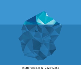 Vector illustration of iceberg in the ocean. Only small part of it under the water. Flat design
