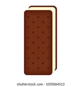 Vector illustration of ice-cream sandwich isolated on white background. Sweet dessert.