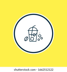 Vektorillustration Illustration der Eiskaffee-Icon-Linie. Schönes Getränkeelement kann auch als kaltes Cappuccino Icon Element verwendet werden.