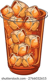 Vector Illustration of Iced Tea in a Plastic Cup with Ice Cubes 026