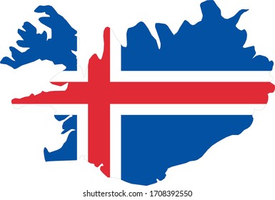 vector illustration of Iceland map with flag