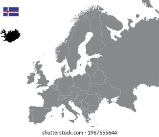 vector illustration of Iceland map and flag