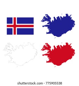 vector illustration of Iceland map and flag