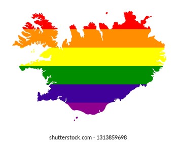 vector illustration of Iceland map with LGBT flag