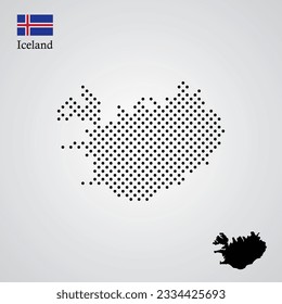 vector illustration of Iceland map silhouette halftone style