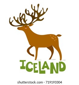 Vector illustration of Icelandic Deer. 