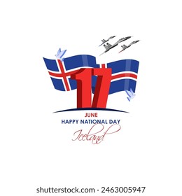 Vector illustration of Icelandic National Day social media feed template