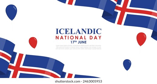 Vector illustration of Icelandic National Day social media feed template