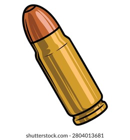 Vector illustration icon of 9 mm caliber bullet isolated on white background. Ammunition design suitable for military and defense themed concepts.