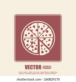 Vector illustration of icon for advertising pizza 