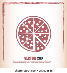 Vector illustration of icon for advertising pizza 