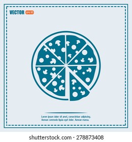 Vector illustration of icon for advertising pizza 