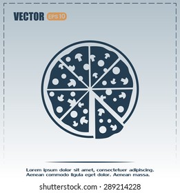 Vector illustration of icon for advertising pizza 