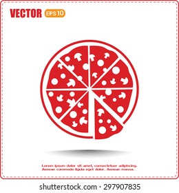 Vector illustration of icon for advertising pizza 