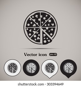 Vector illustration of icon for advertising pizza 