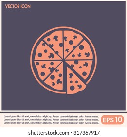 Vector illustration of icon for advertising pizza 