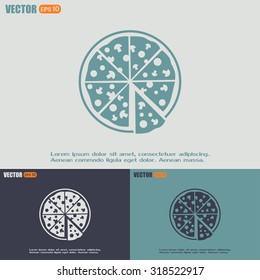 Vector illustration of icon for advertising pizza 