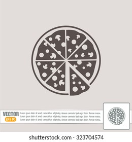 Vector illustration of icon for advertising pizza 