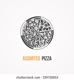 Vector illustration of icon for advertising pizza