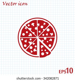 Vector illustration of icon for advertising pizza 