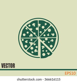 Vector illustration of icon for advertising pizza 