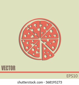 Vector illustration of icon for advertising pizza 