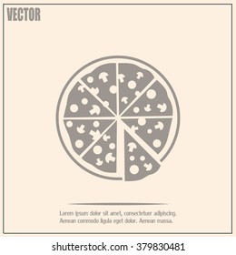 Vector illustration of icon for advertising pizza 