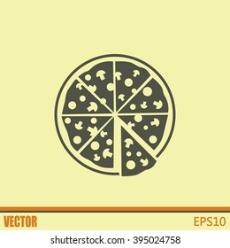 Vector illustration of icon for advertising pizza 