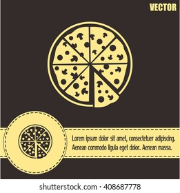 Vector illustration of icon for advertising pizza 