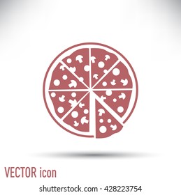 Vector illustration of icon for advertising pizza 