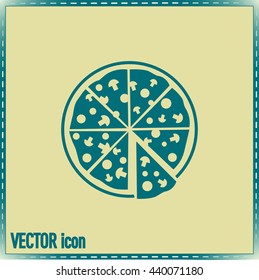 Vector illustration of icon for advertising pizza 