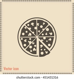 Vector illustration of icon for advertising pizza 