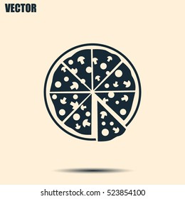 Vector illustration of icon for advertising pizza 