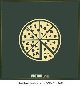 Vector illustration of icon for advertising pizza 