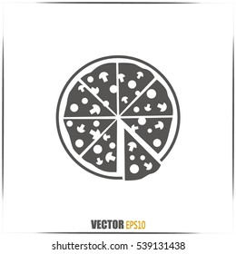 Vector illustration of icon for advertising pizza 
