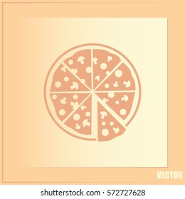Vector illustration of icon for advertising pizza 